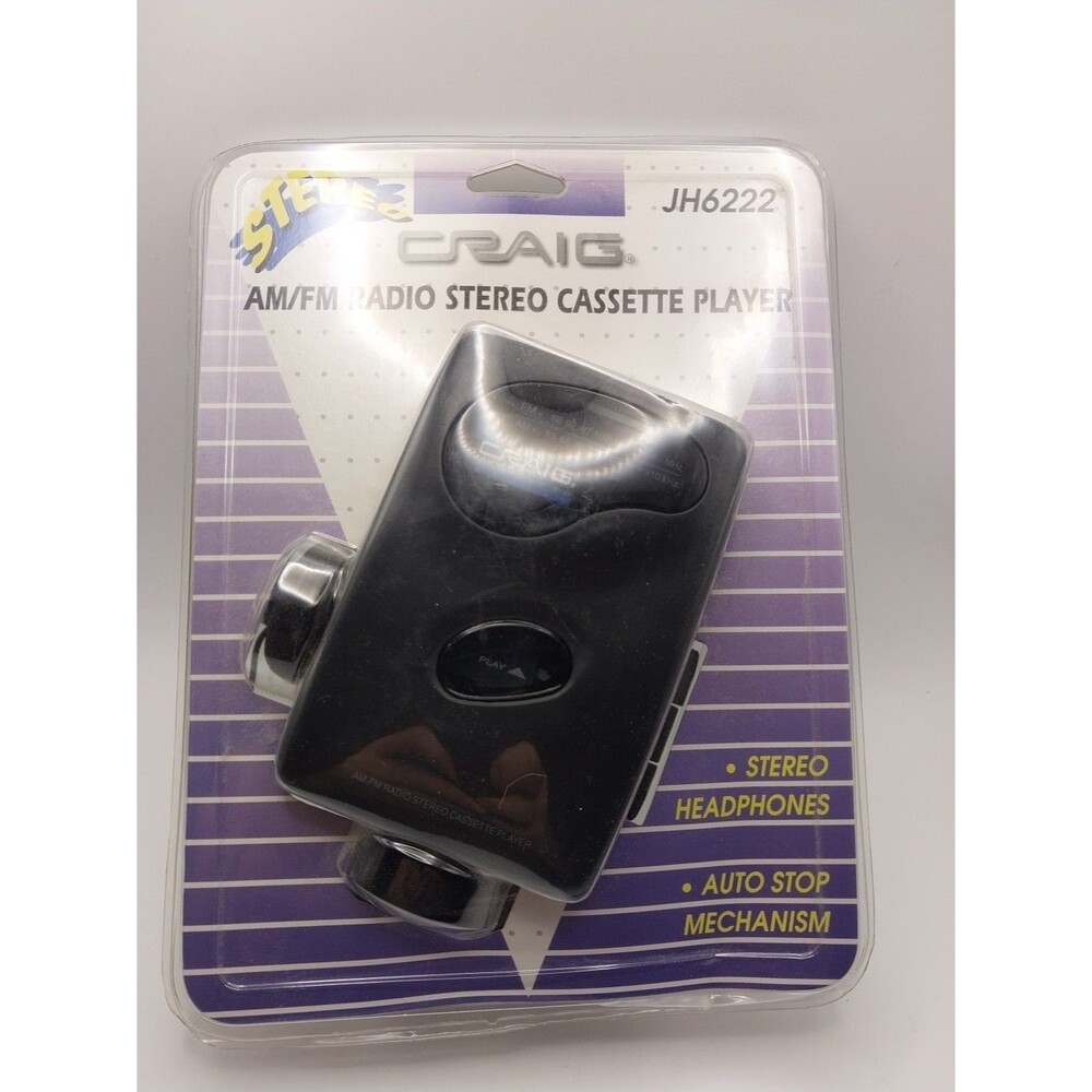 Craig AM/FM RADIO STEREO CASSETTE PLAYER JH6222 NEW Stereo headphones Sealed